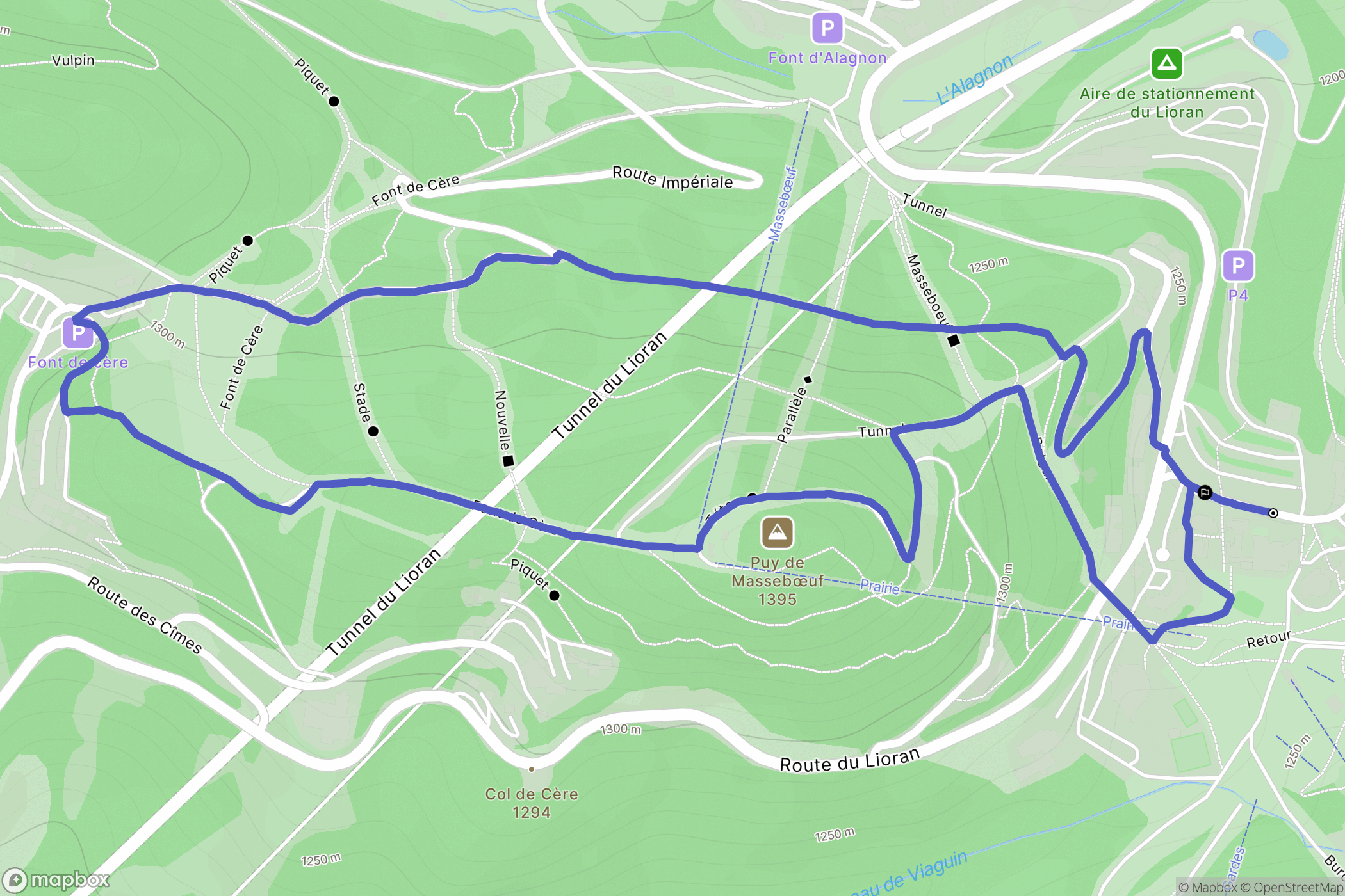 Laveissière : carte du parcours de randonnée - France
