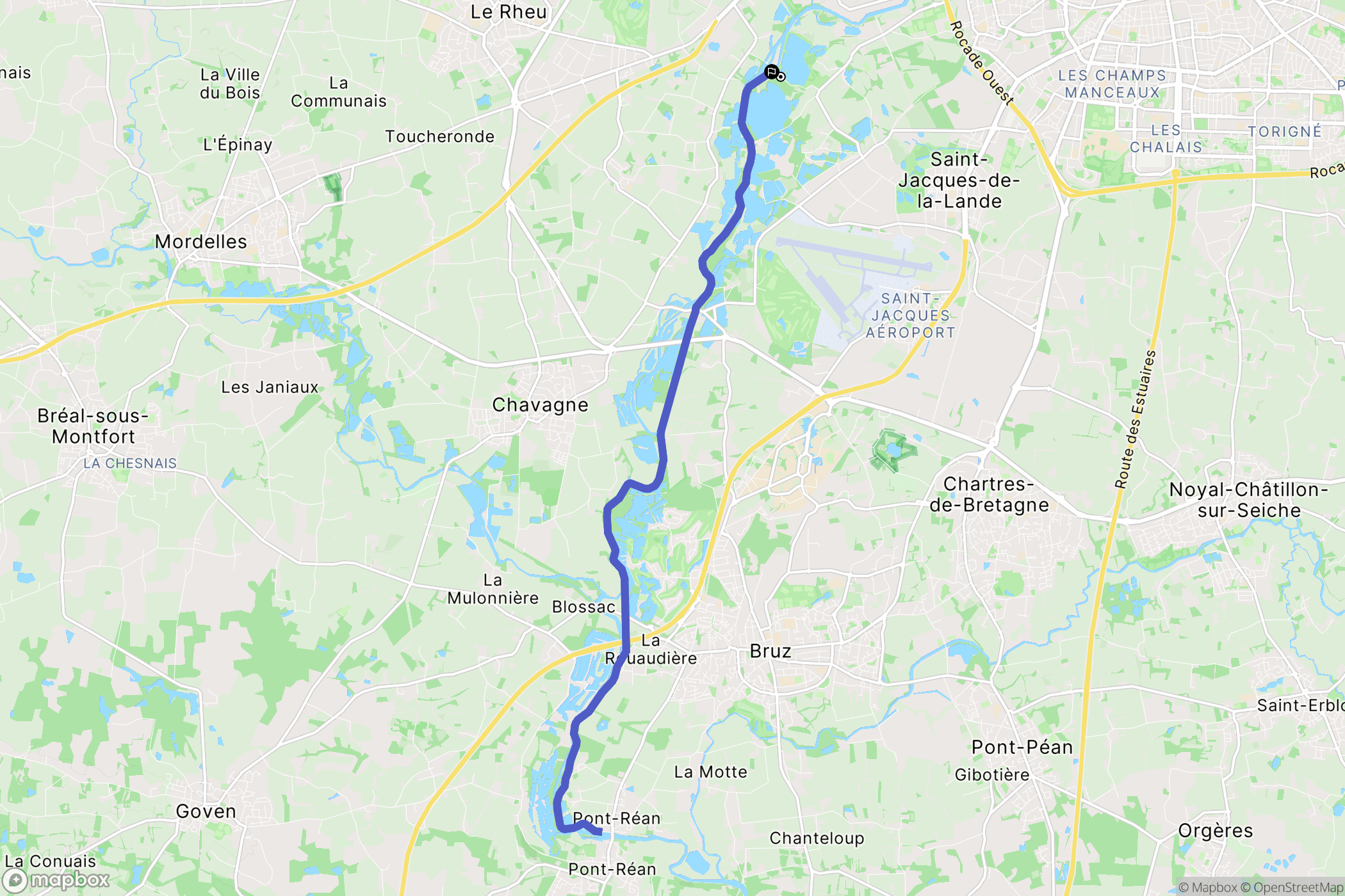 Rennes : carte du parcours de randonnée - France