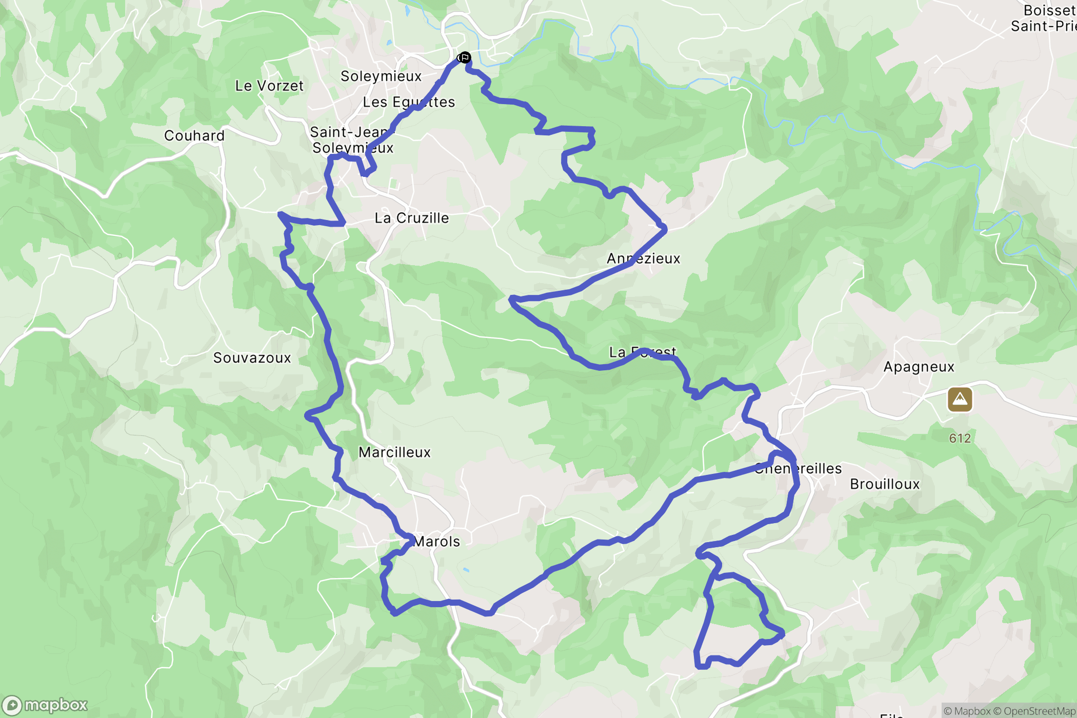 Soleymieux : carte du parcours de randonnée - France