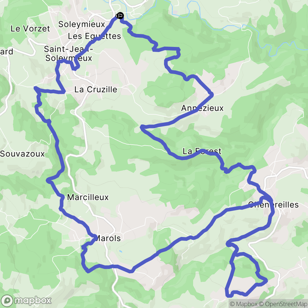 Soleymieux : carte du parcours de randonnée - France