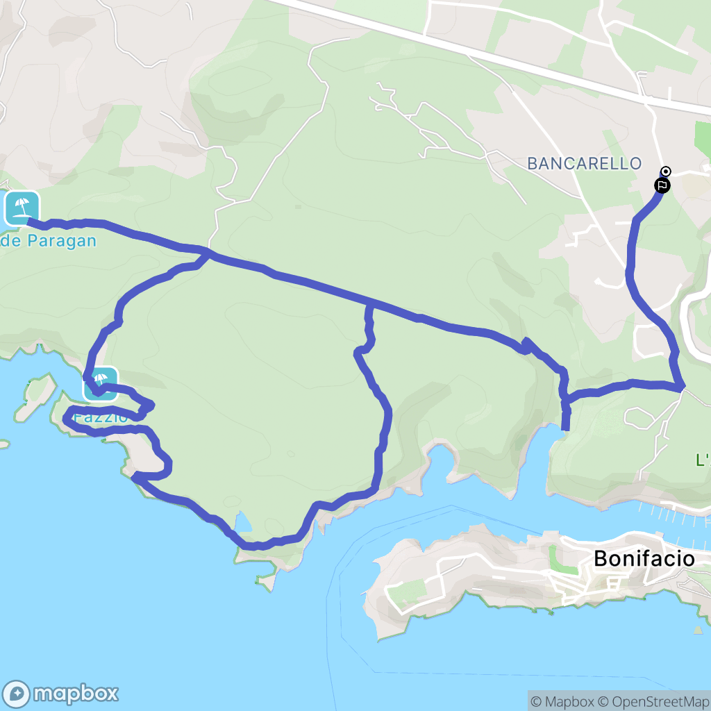 Bonifacio : carte du parcours de randonnée - France