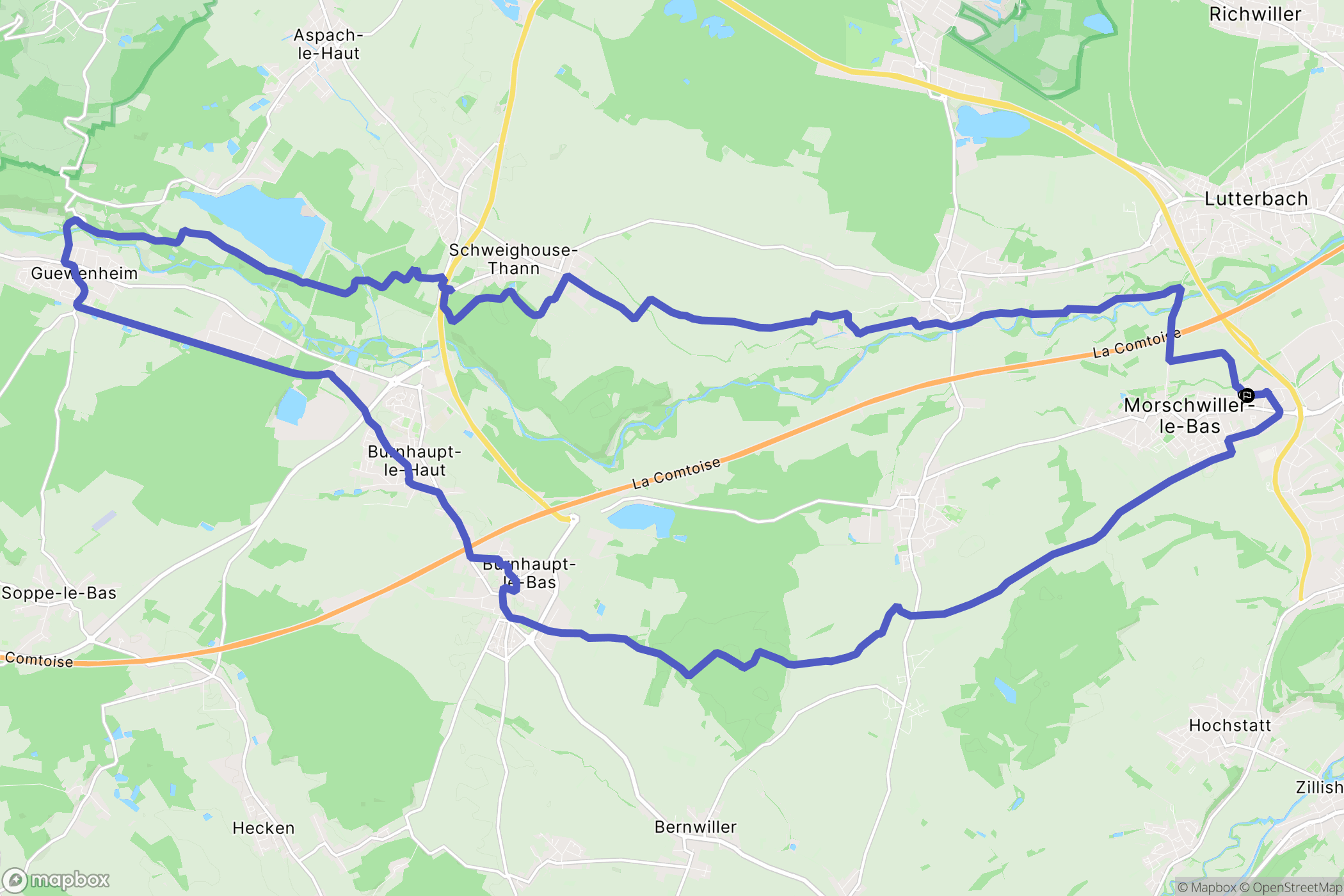 Morschwiller-le-Bas : carte du parcours de randonnée - France