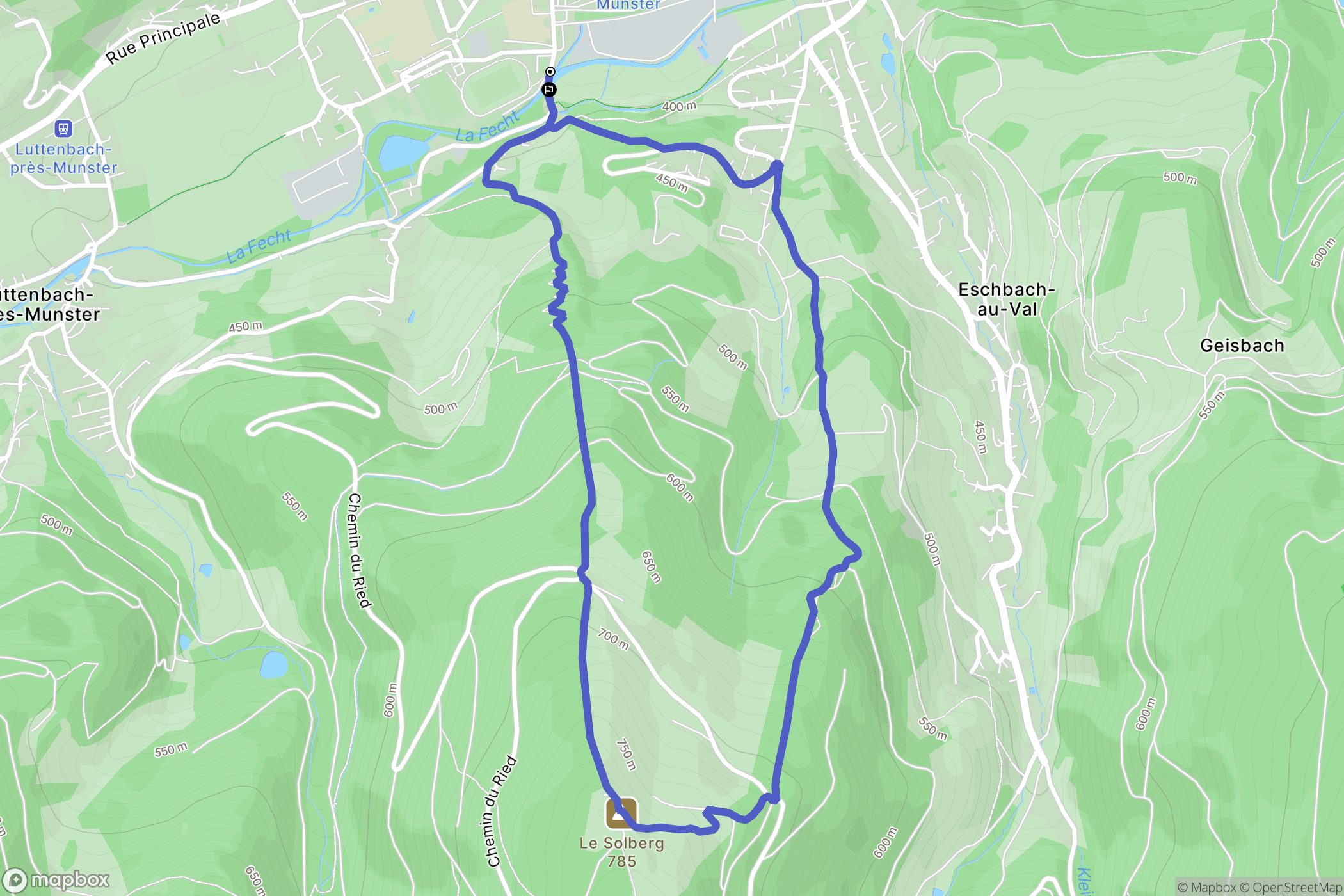 Munster : carte du parcours de randonnée - France