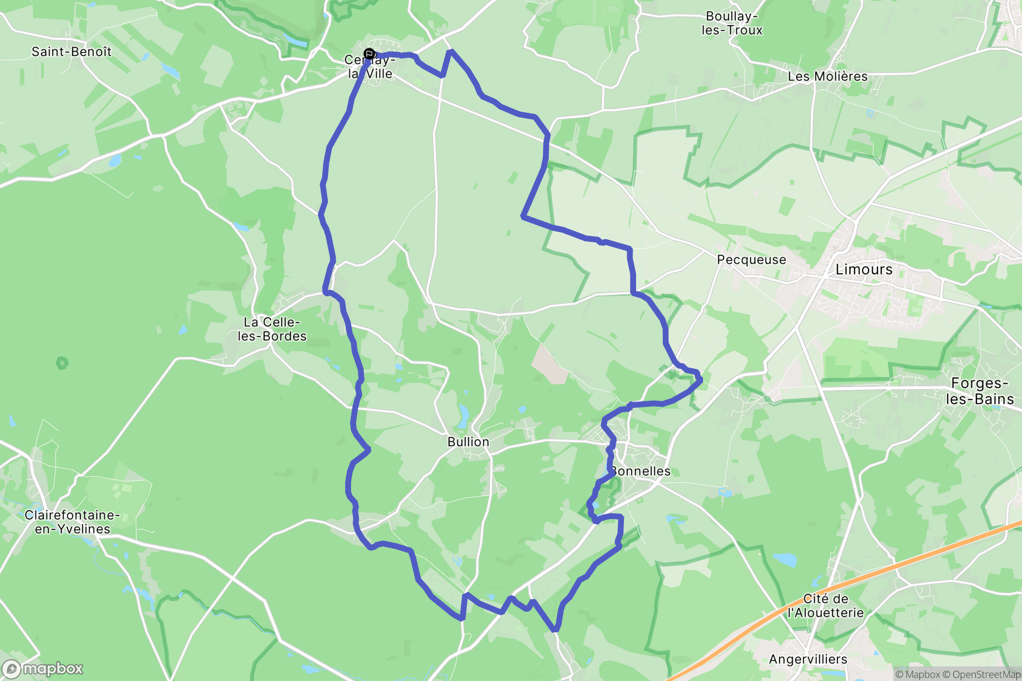 Cernay-la-ville : carte du parcours de randonnée - France