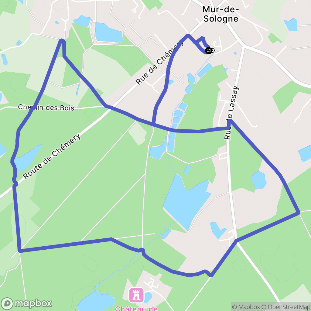 Mur-de-Sologne : carte du parcours de randonnée - France