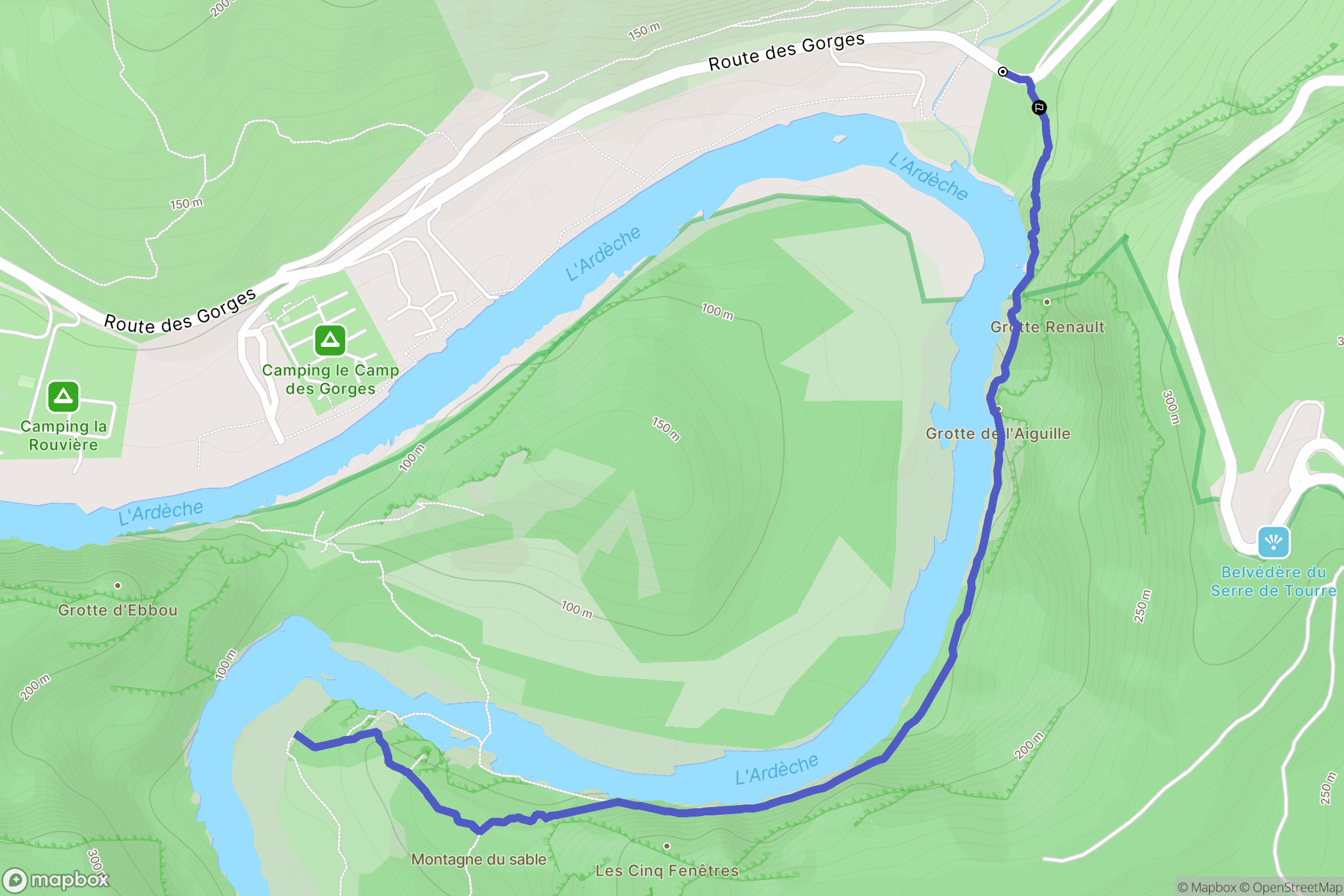 Vallon-Pont-d'Arc : carte du parcours de randonnée - France