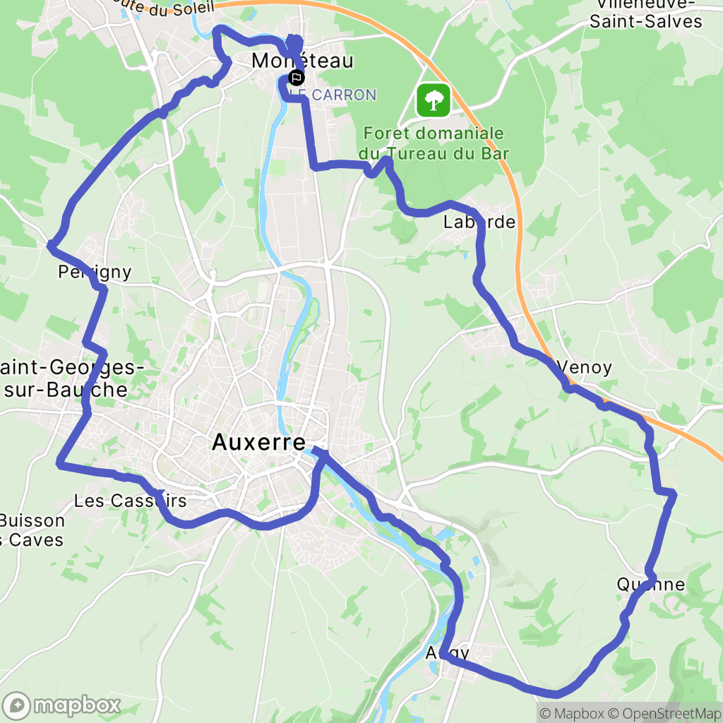 Monéteau : carte du parcours de randonnée - France