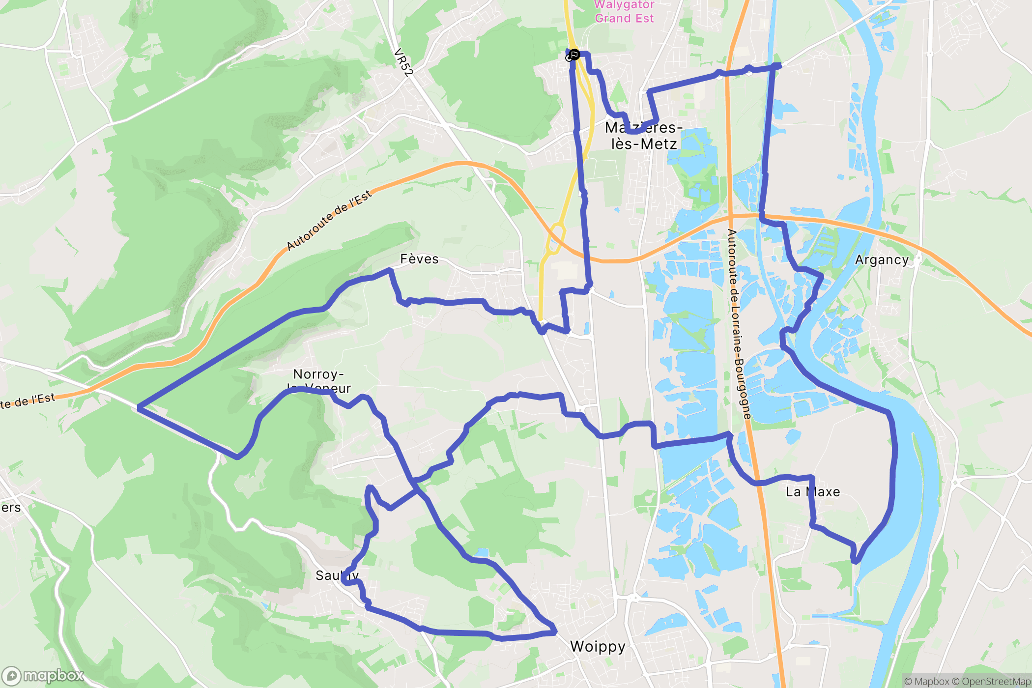 Maizières-lès-Metz : carte du parcours de randonnée - France