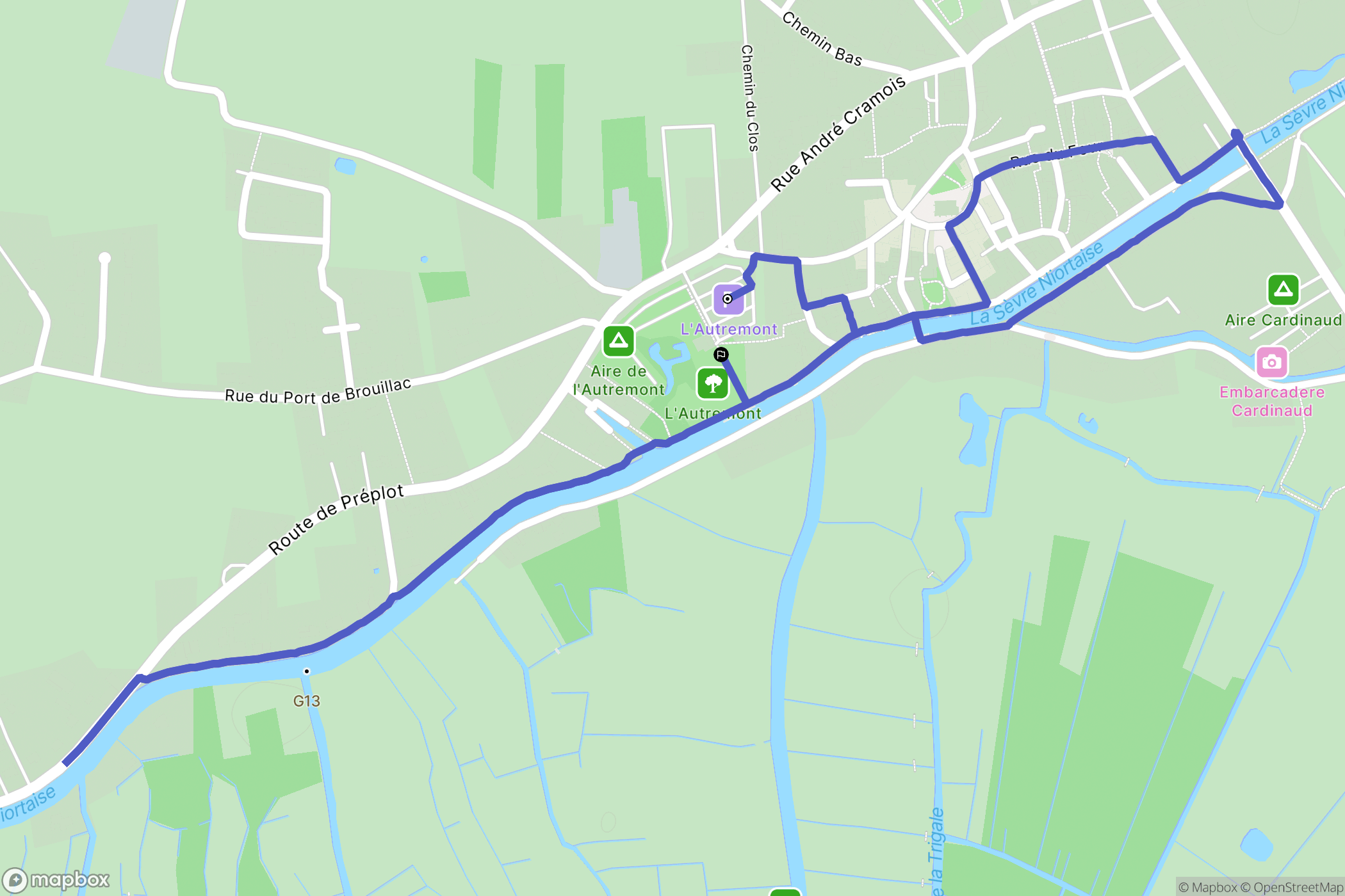 Coulon : carte du parcours de randonnée - France
