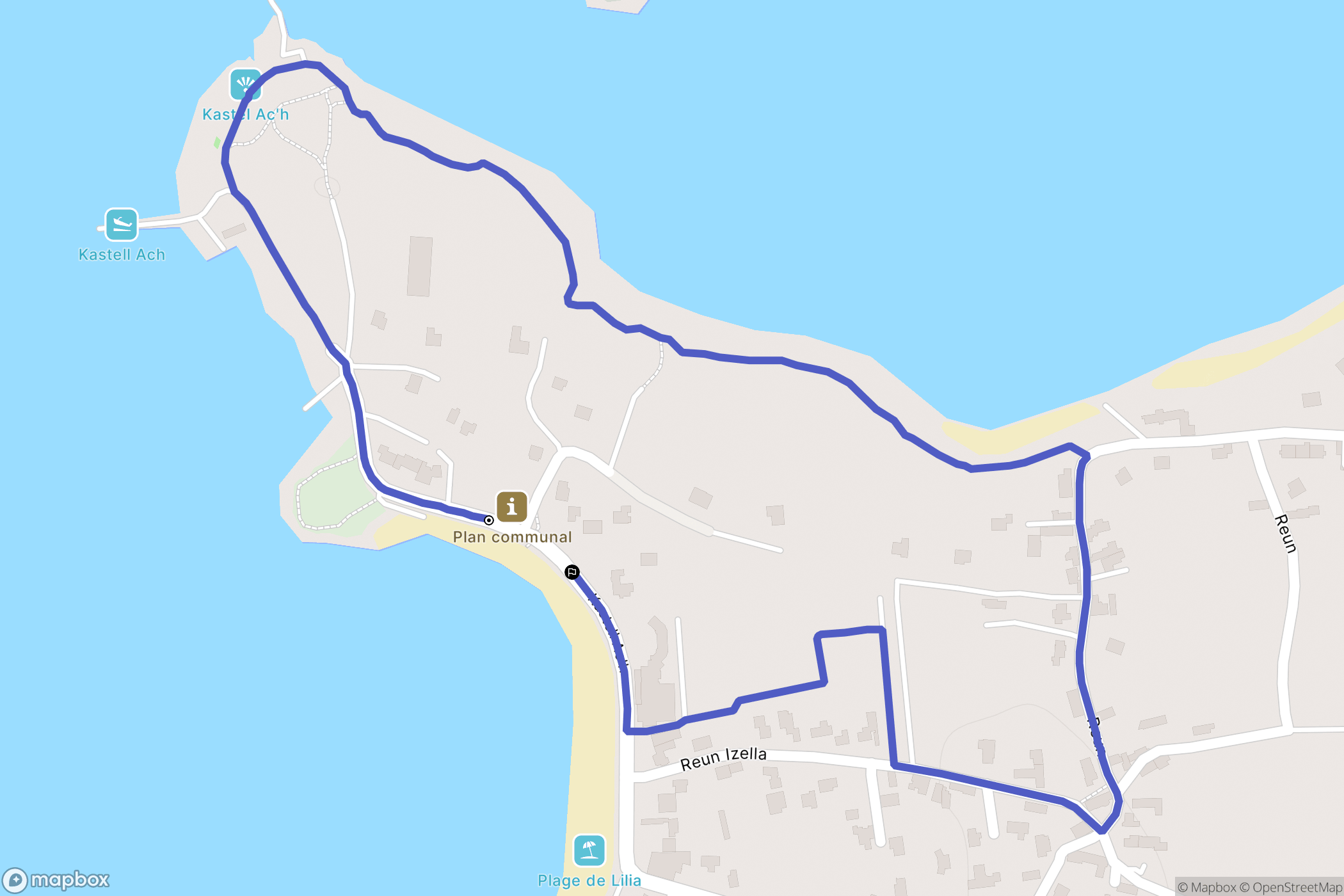 Plouguerneau : carte du parcours de randonnée - France