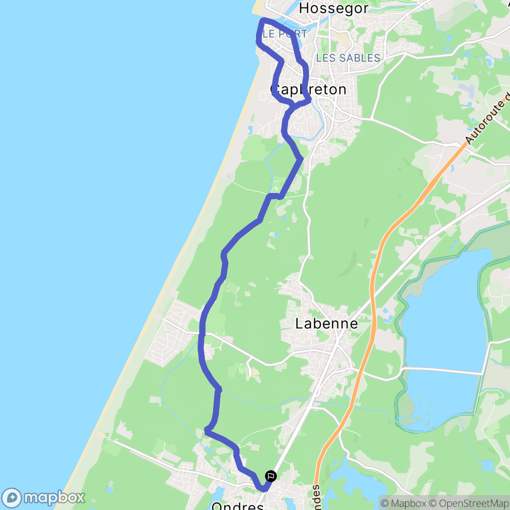 Ondres : carte du parcours de randonnée - France