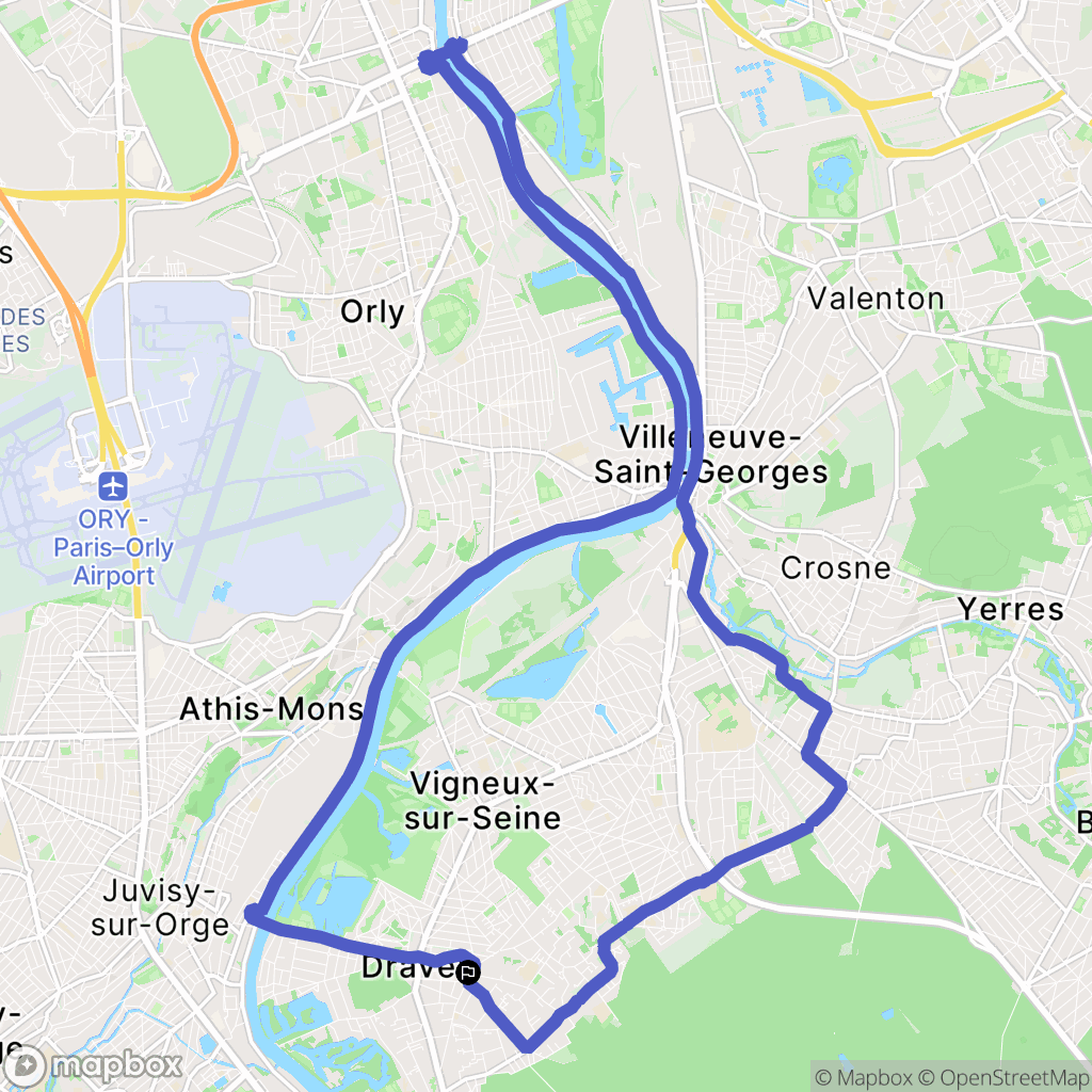 Draveil : carte du parcours de randonnée - France