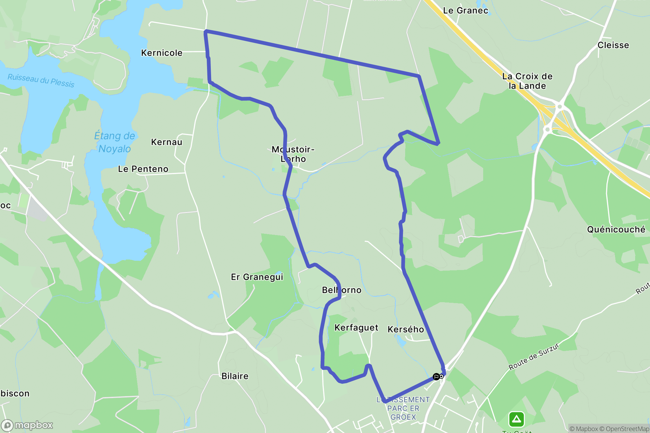 Surzur : carte du parcours de randonnée - France