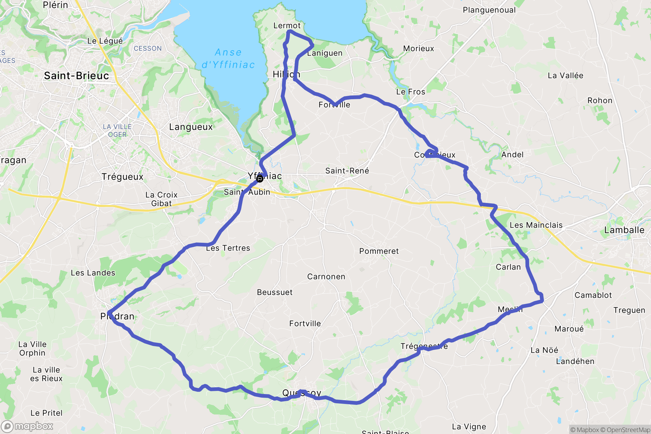 Yffiniac : carte du parcours de randonnée - France