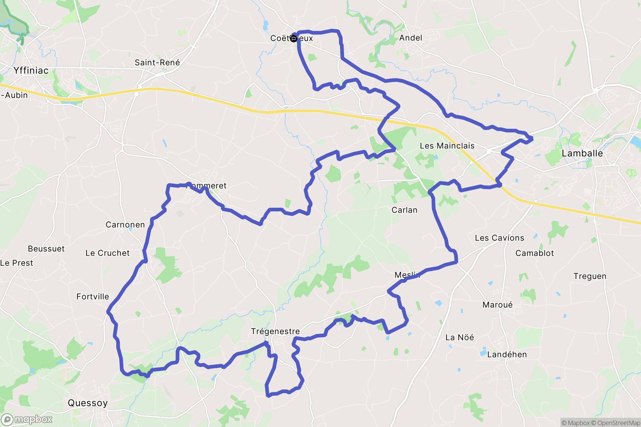 Coëtmieux : carte du parcours de randonnée - France