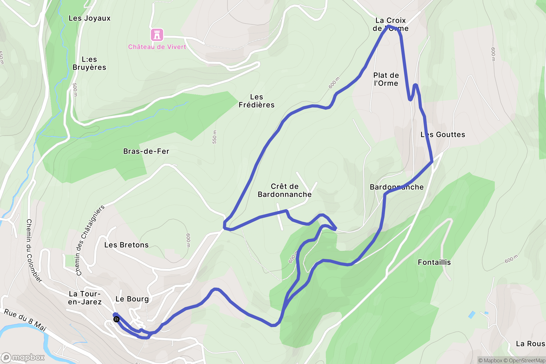 La Tour-en-Jarez : carte du parcours de randonnée - France