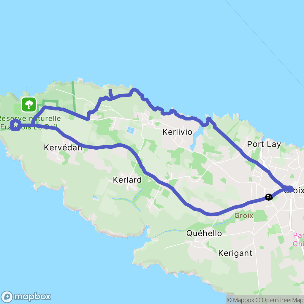 Groix : carte du parcours de randonnée - France