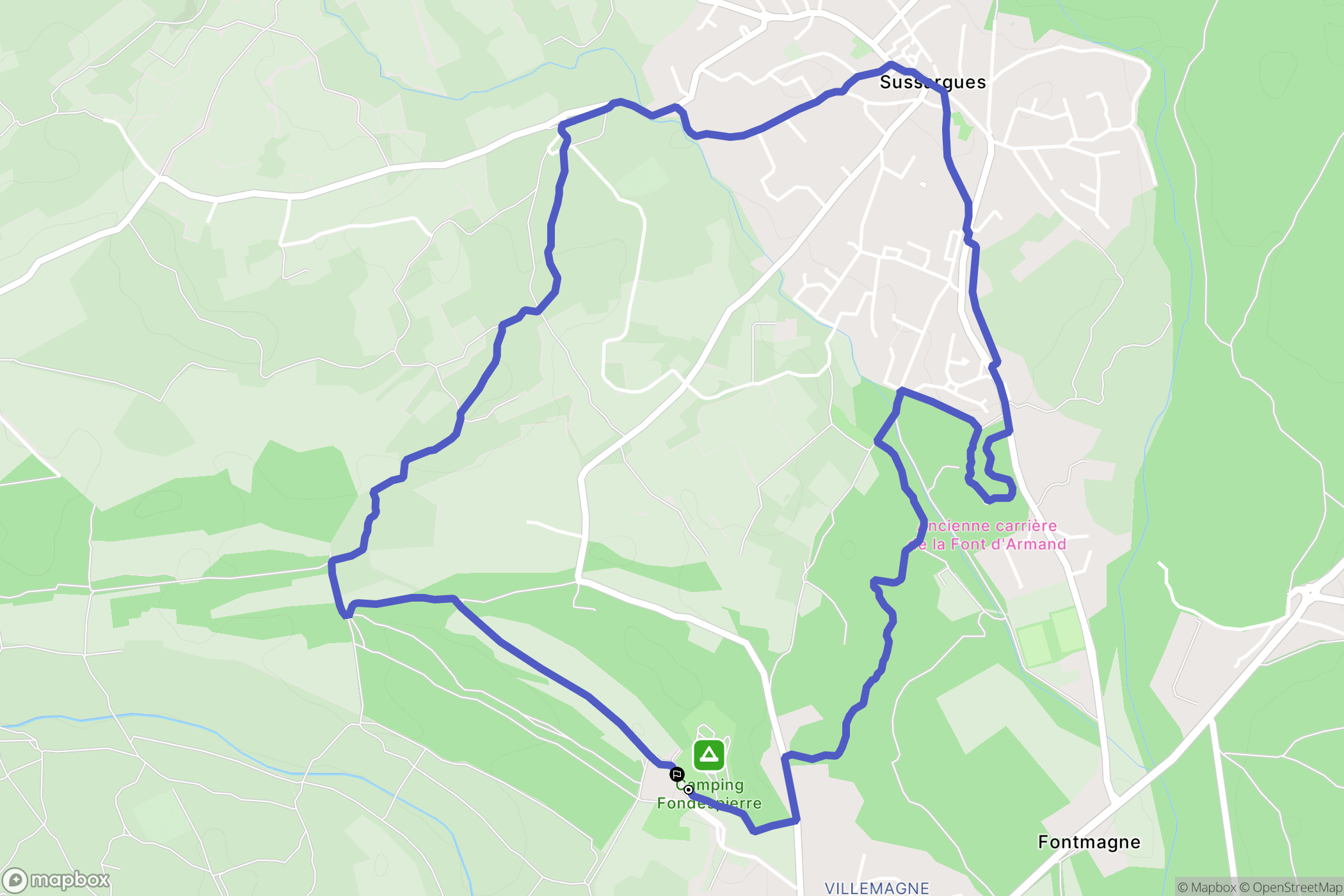 Castries : carte du parcours de randonnée - France