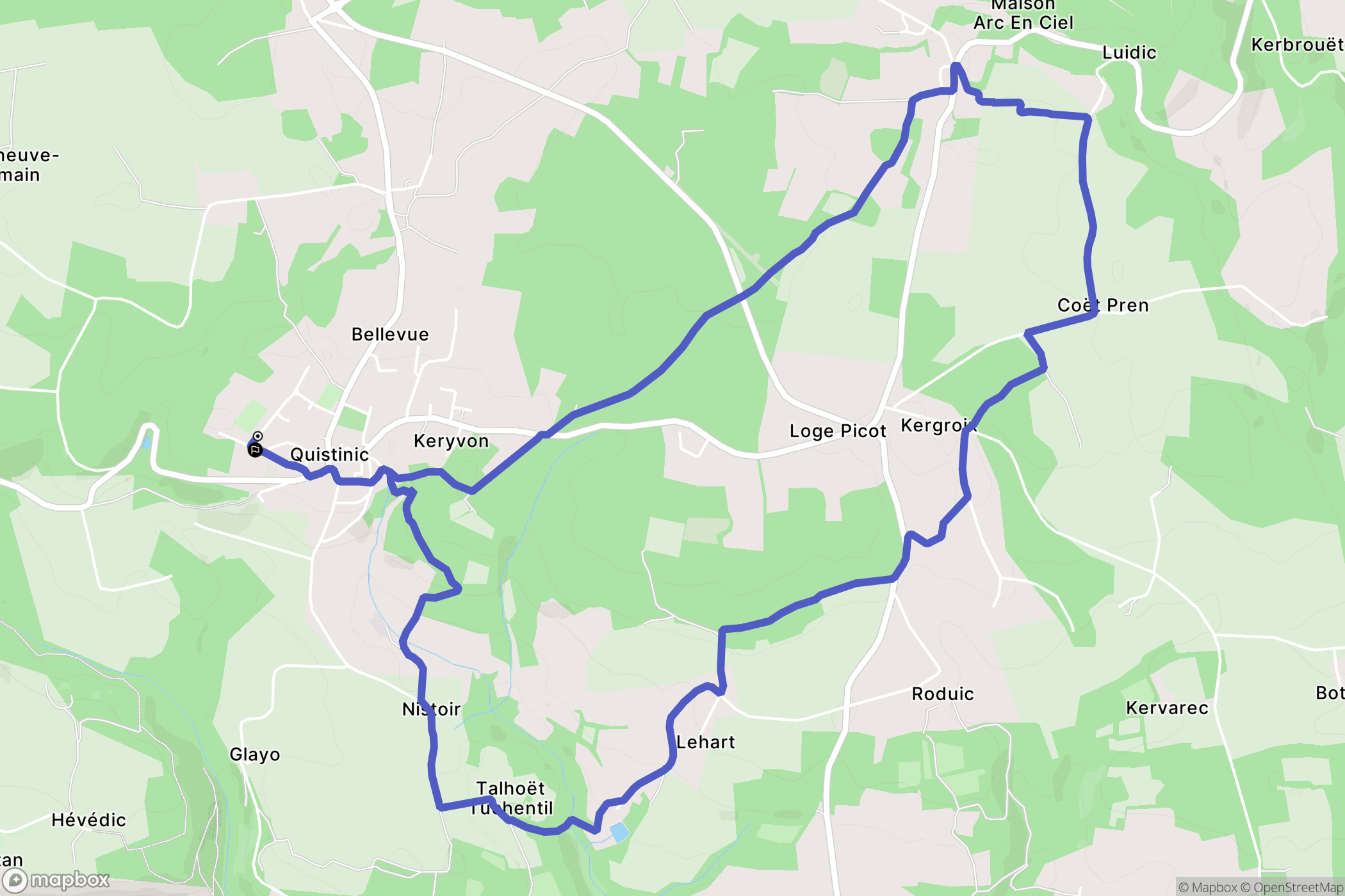 Quistinic : carte du parcours de randonnée - France