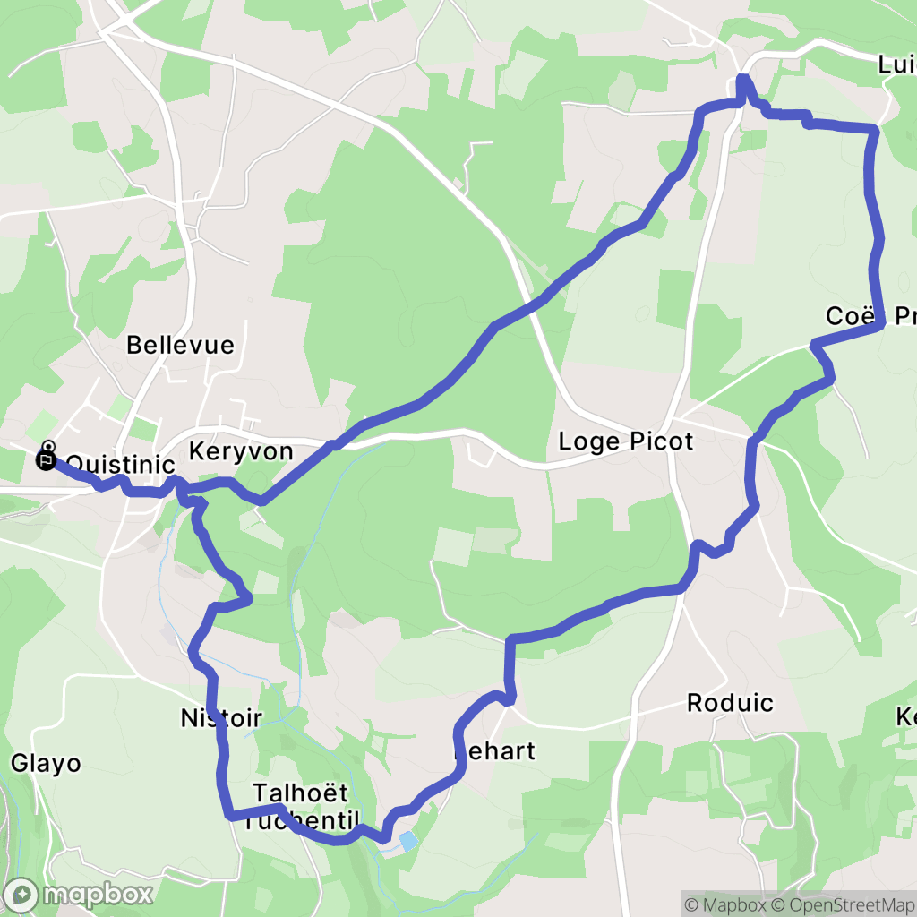 Quistinic : carte du parcours de randonnée - France