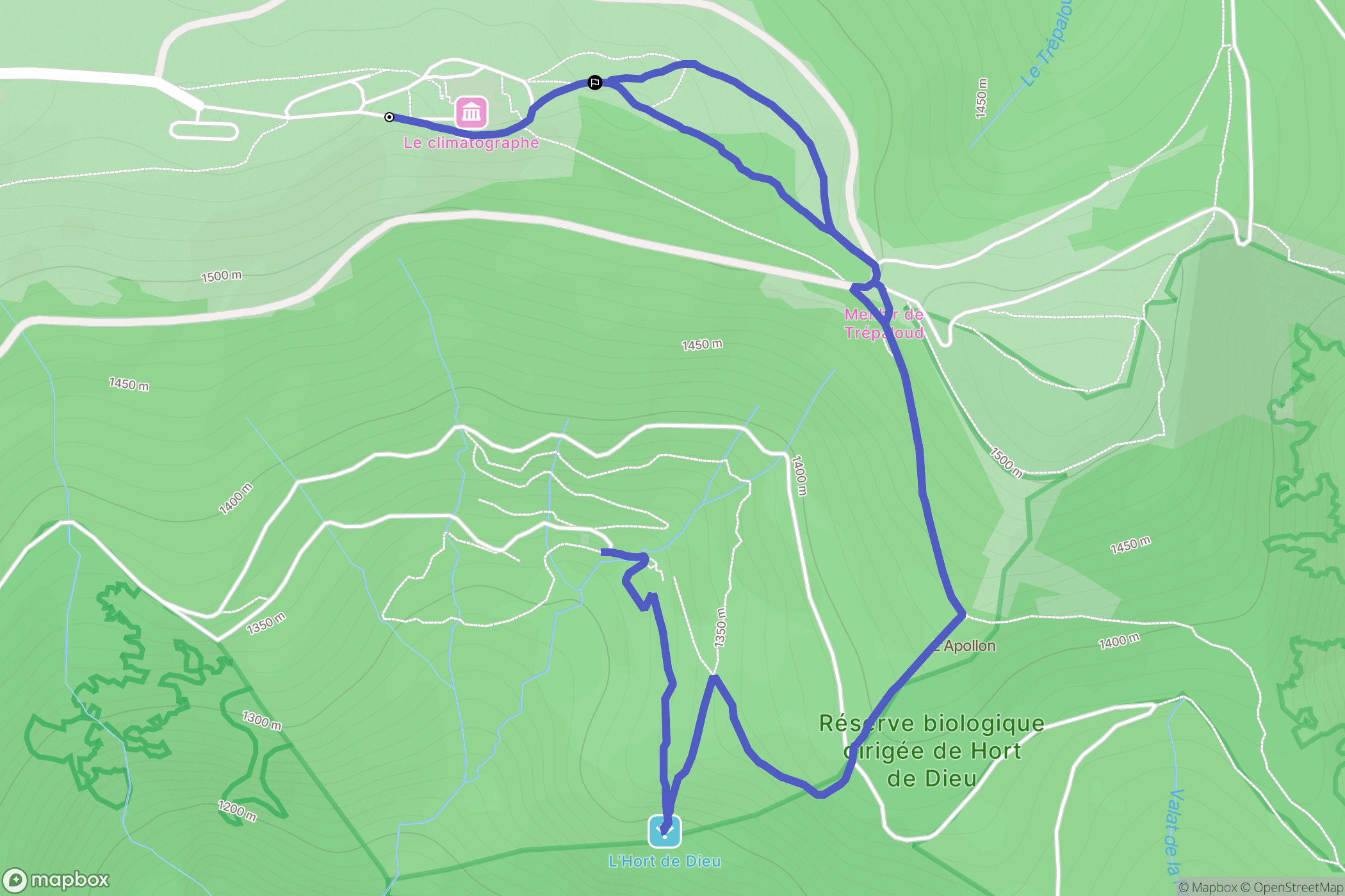 Val-d'Aigoual : carte du parcours de randonnée - France