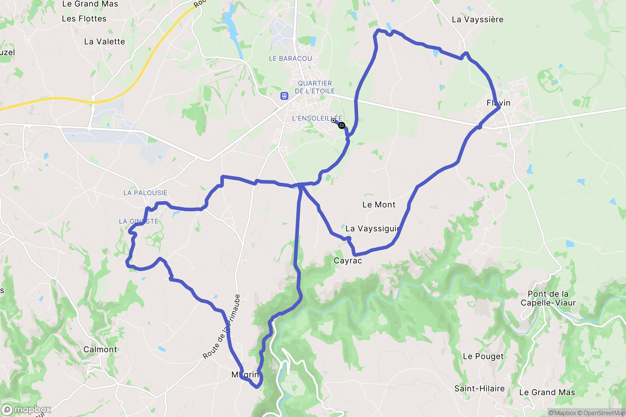 Luc-la-Primaube : carte du parcours de randonnée - France