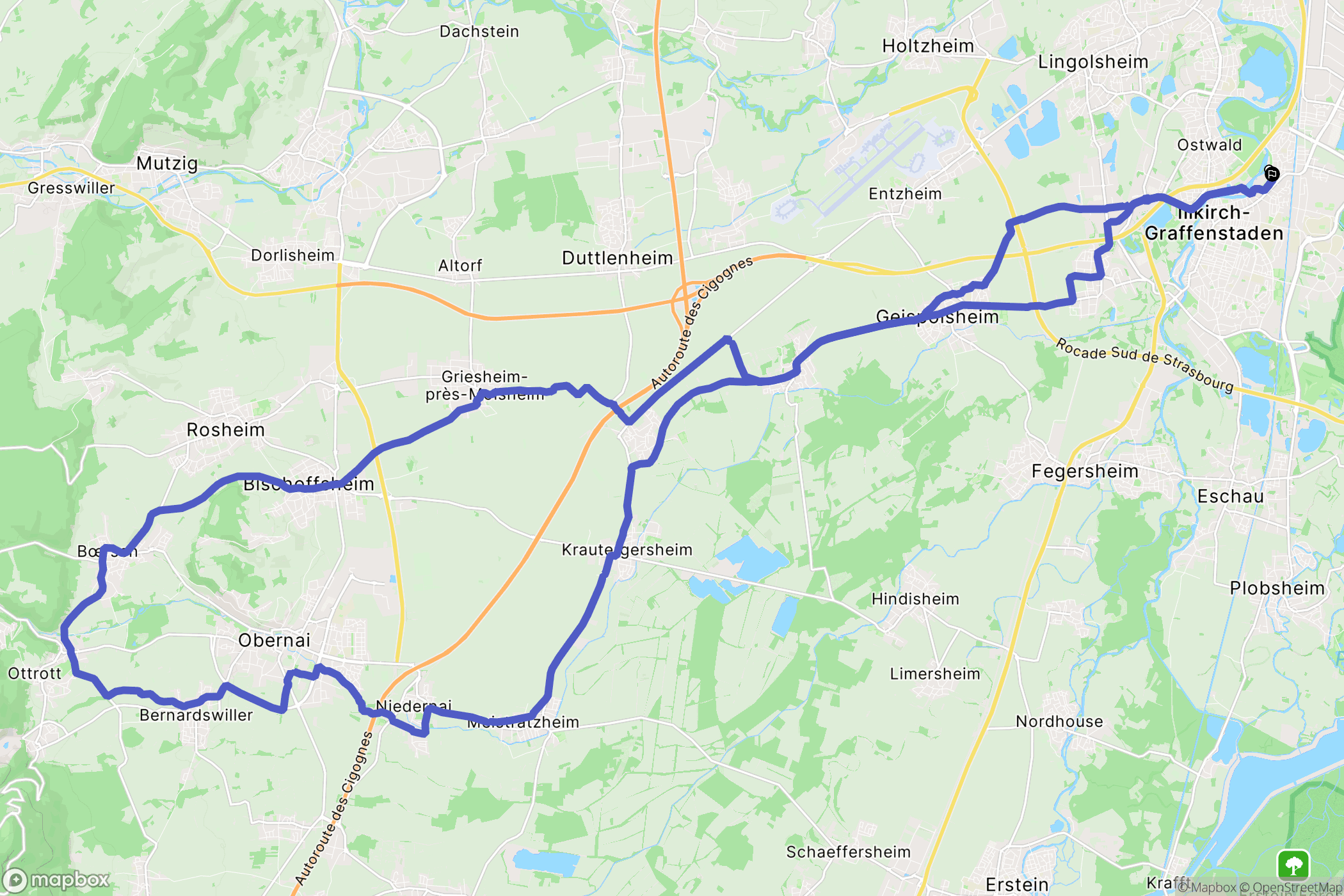 Illkirch-Graffenstaden : carte du parcours de randonnée - France