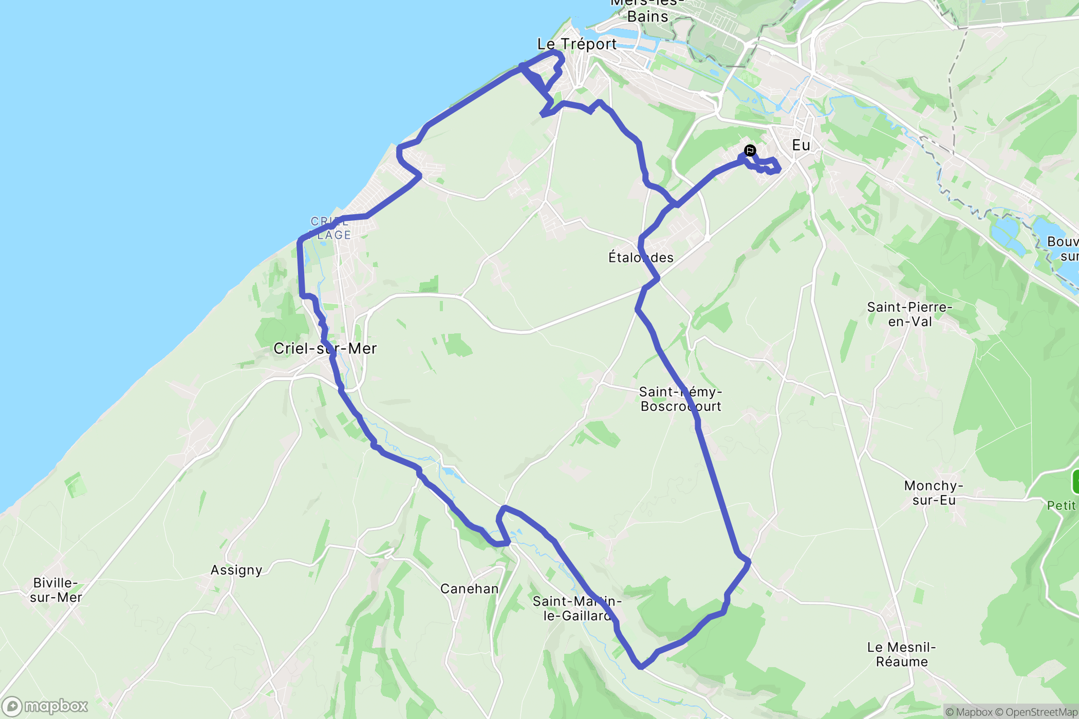 Eu : carte du parcours de randonnée - France