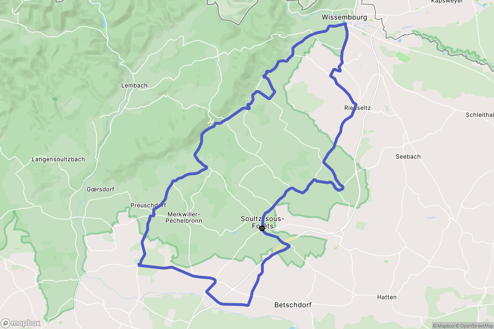 Soultz-sous-Forêts : carte du parcours de randonnée - France