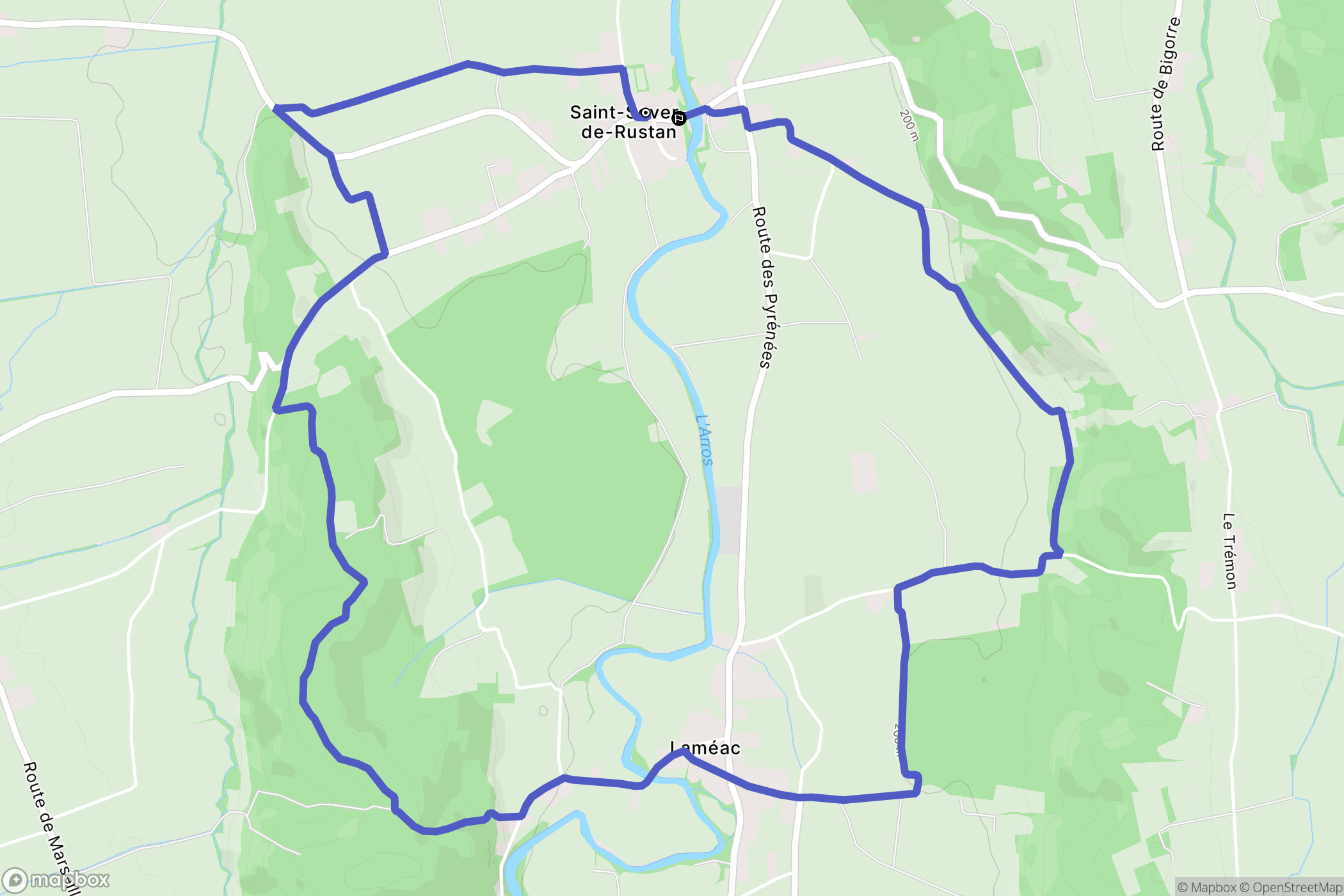 Saint-Sever-de-Rustan : carte du parcours de randonnée - France