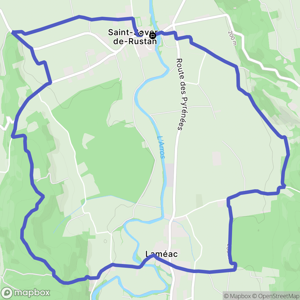 Saint-Sever-de-Rustan : carte du parcours de randonnée - France