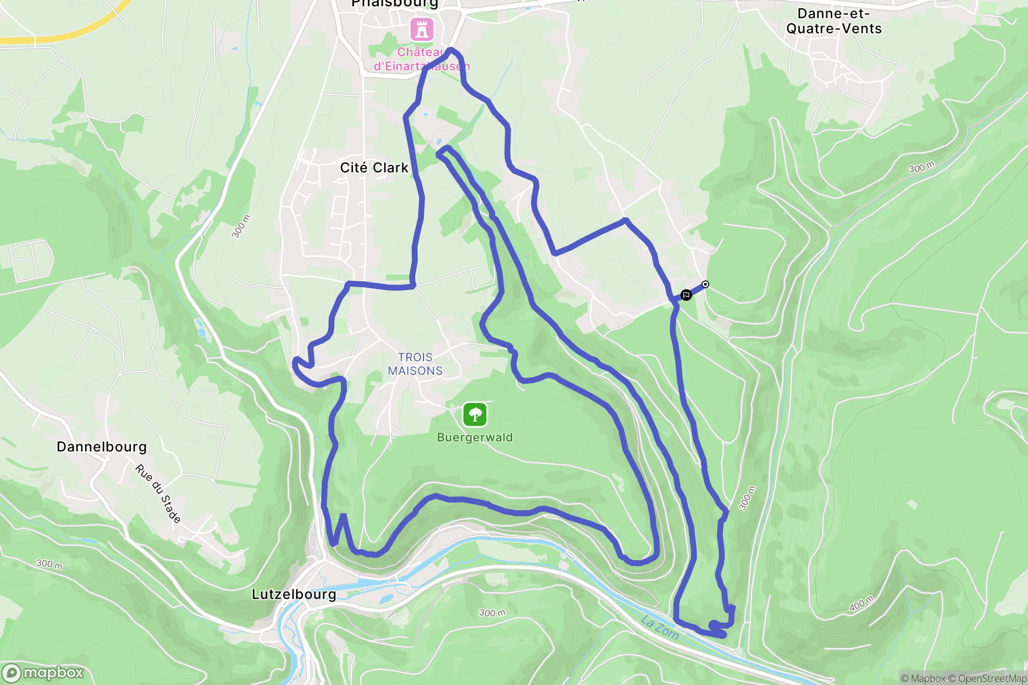 Danne-et-Quatre-Vents : carte du parcours de randonnée - France