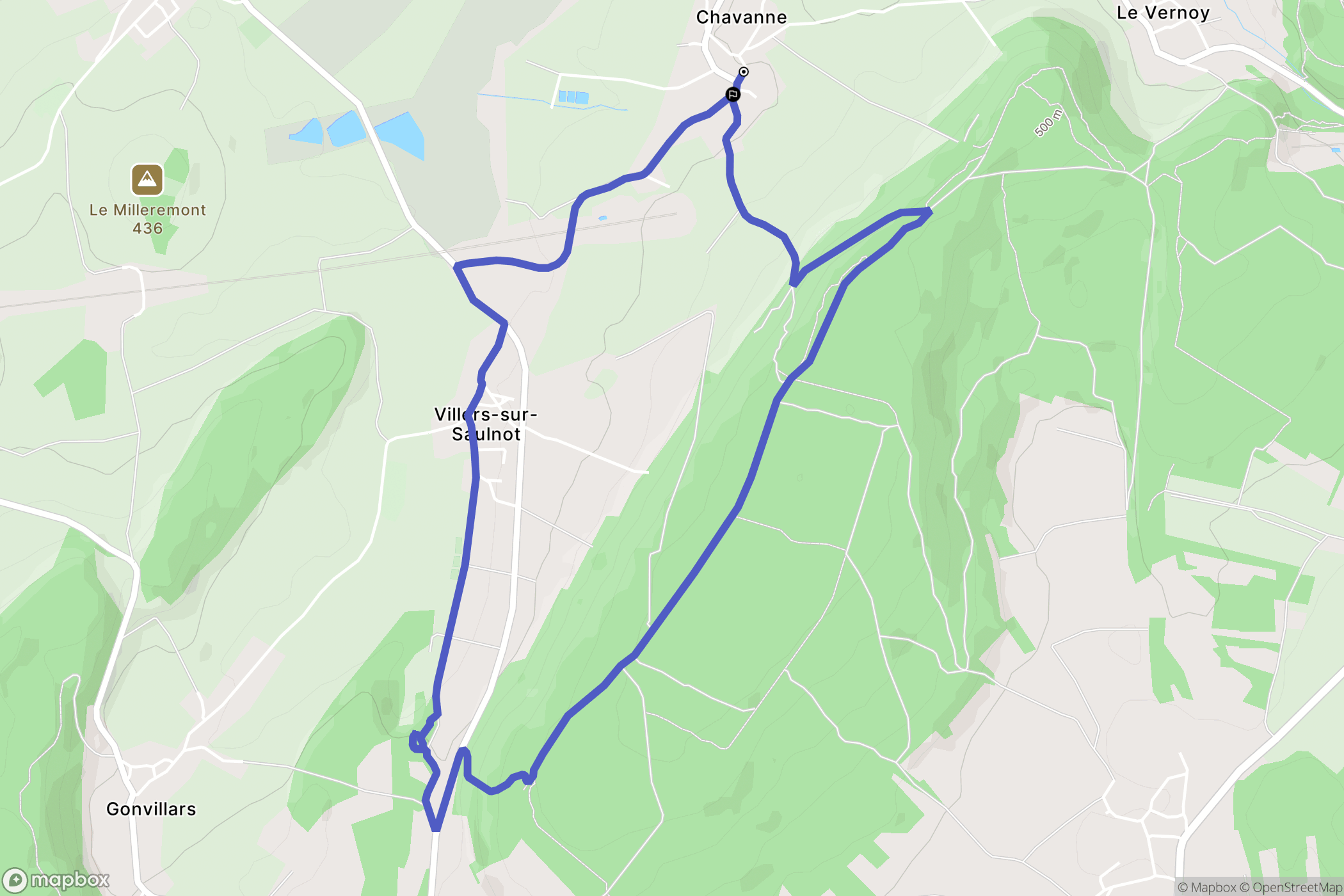 Chavanne : carte du parcours de randonnée - France