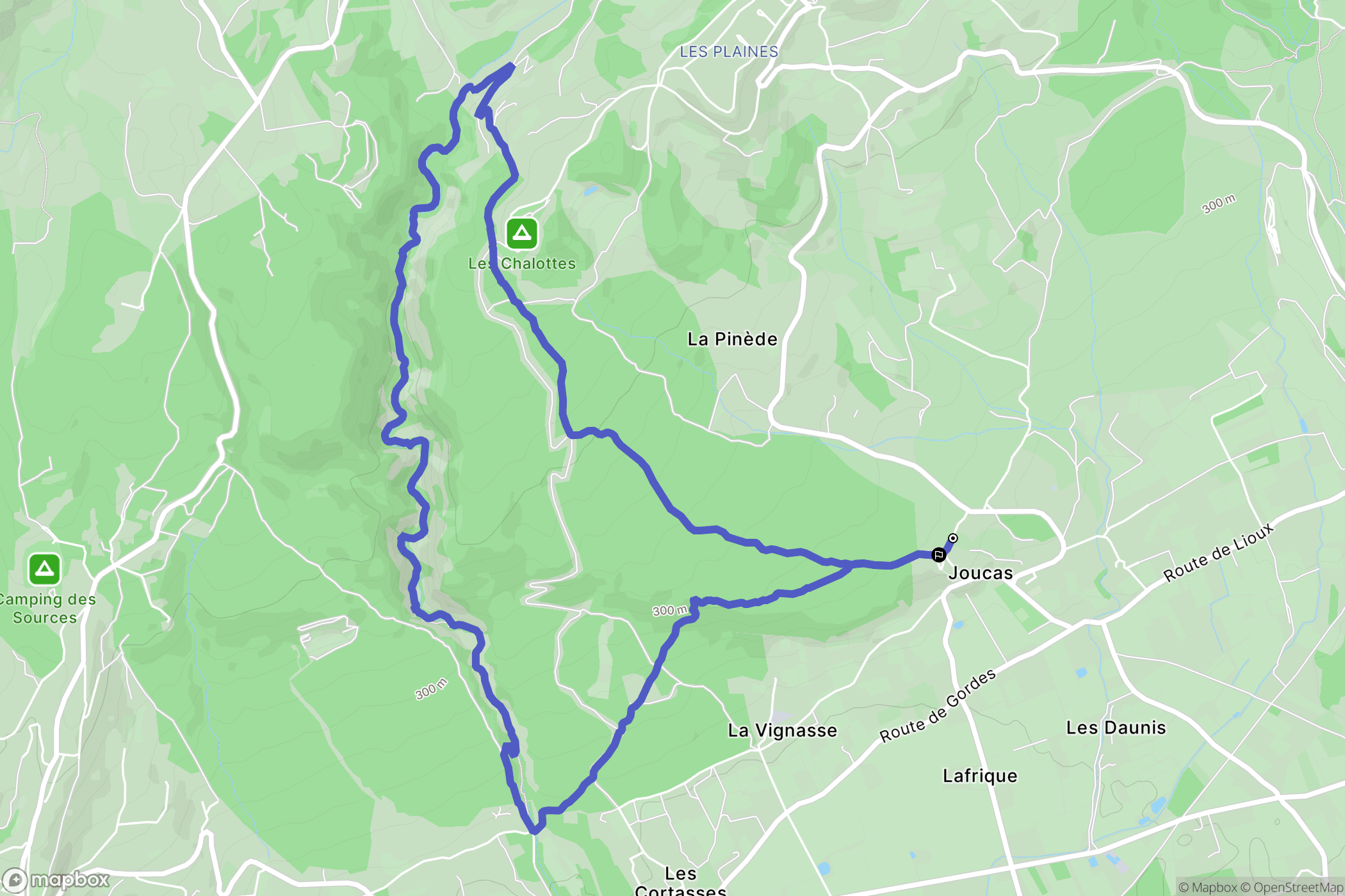 Joucas : carte du parcours de randonnée - France