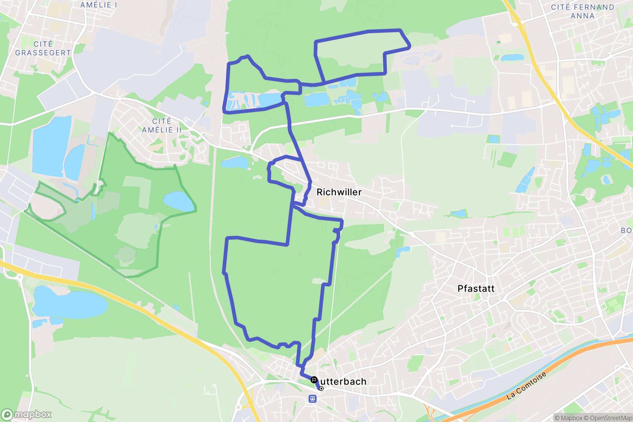 Lutterbach : carte du parcours de randonnée - France