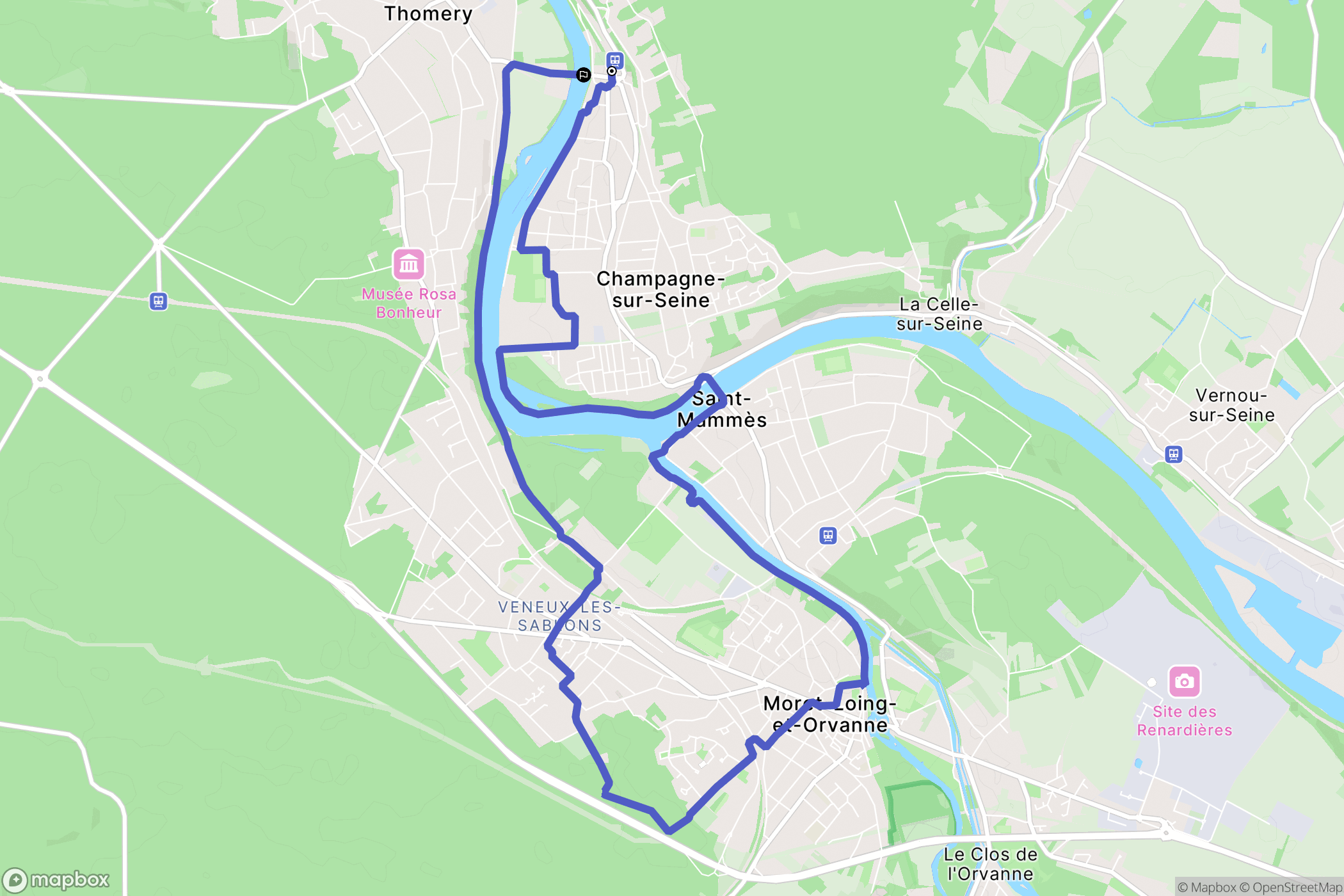 Champagne-sur-Seine : carte du parcours de randonnée - France