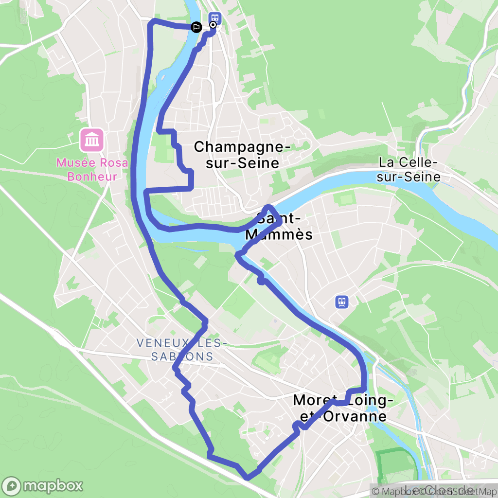 Champagne-sur-Seine : carte du parcours de randonnée - France
