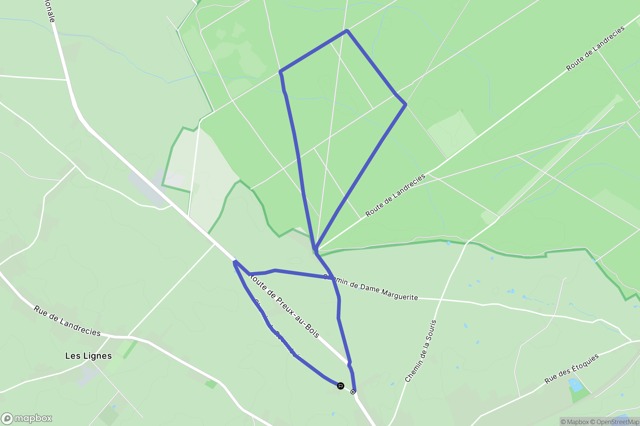 Landrecies : carte du parcours de randonnée - France