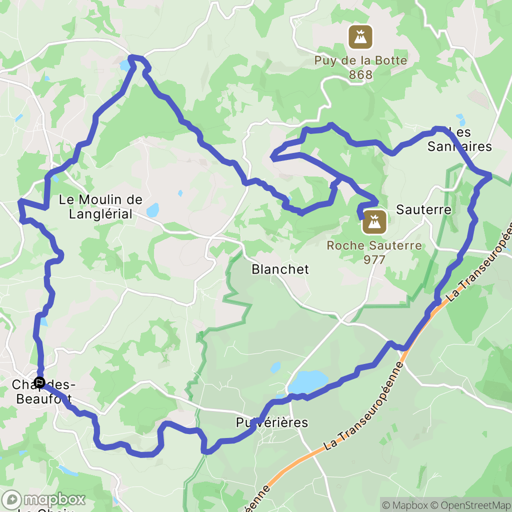 Chapdes-Beaufort : carte du parcours de randonnée - France