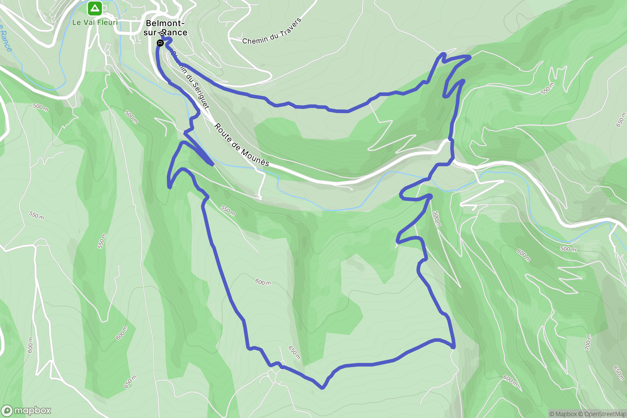 Belmont-sur-Rance : carte du parcours de randonnée - France