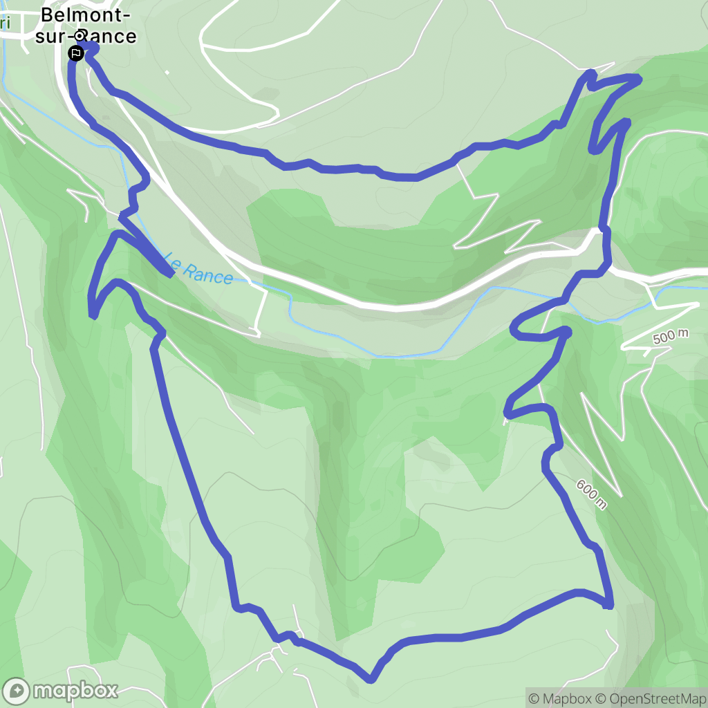 Belmont-sur-Rance : carte du parcours de randonnée - France