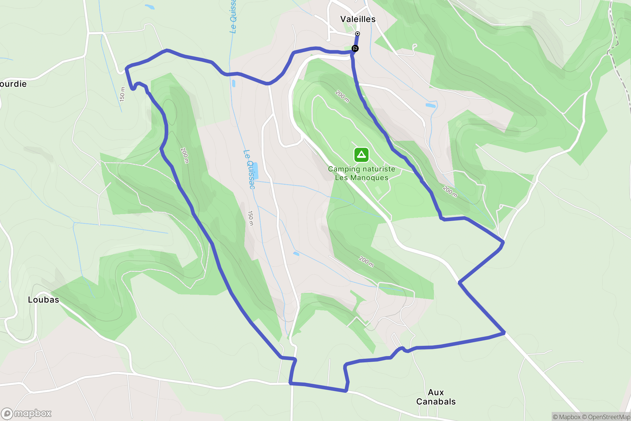 Valeilles : carte du parcours de randonnée - France