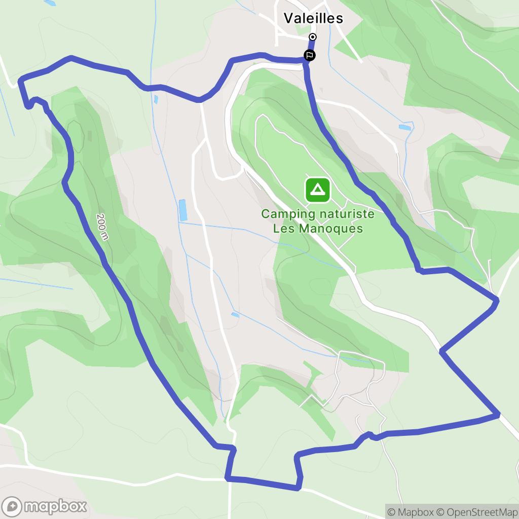 Valeilles : carte du parcours de randonnée - France