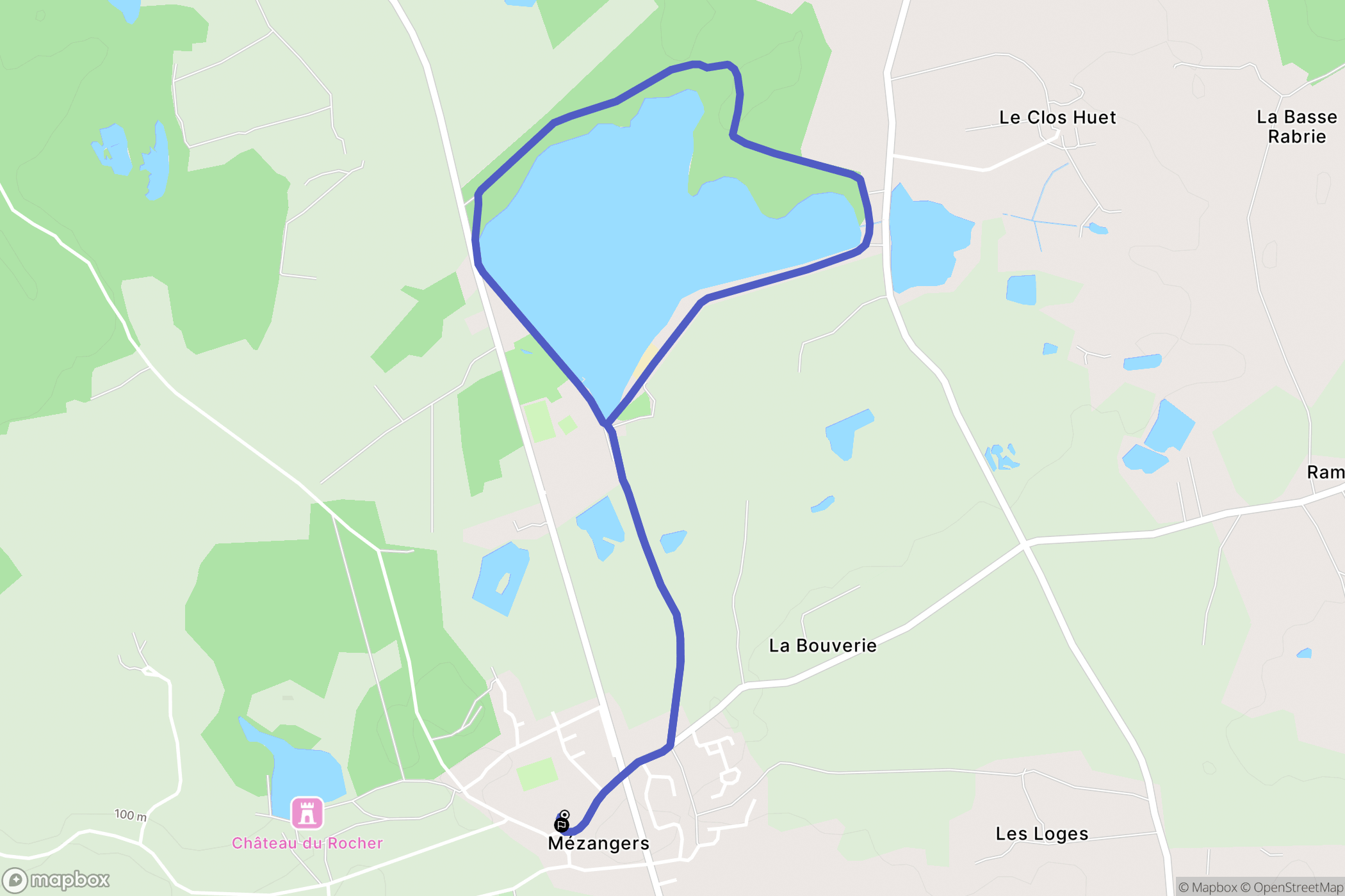 Mézangers : carte du parcours de randonnée - France