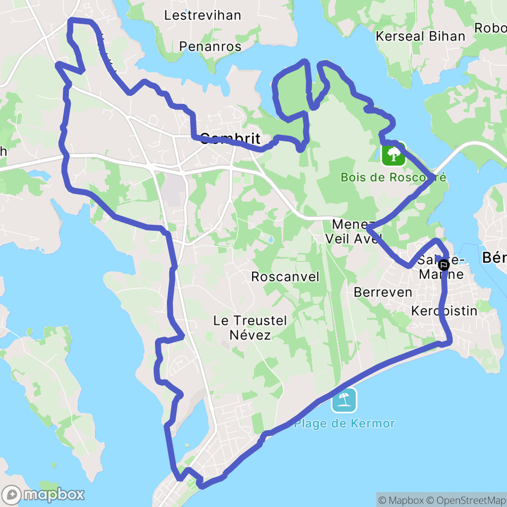Combrit : carte du parcours de randonnée - France