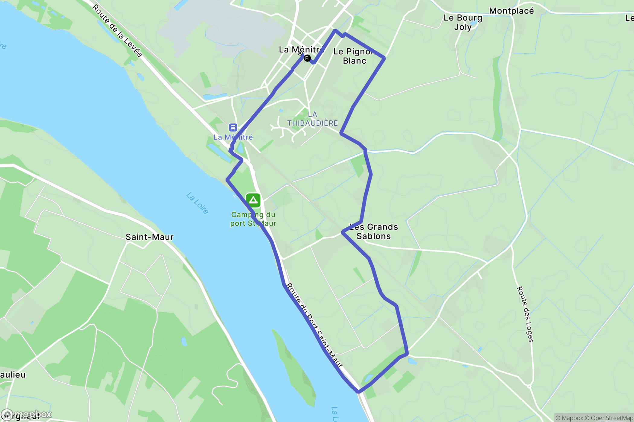 La Ménitré : carte du parcours de randonnée - France