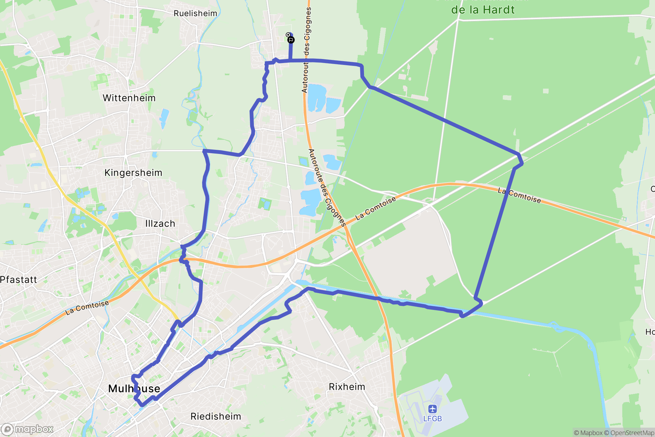 Battenheim : carte du parcours de randonnée - France