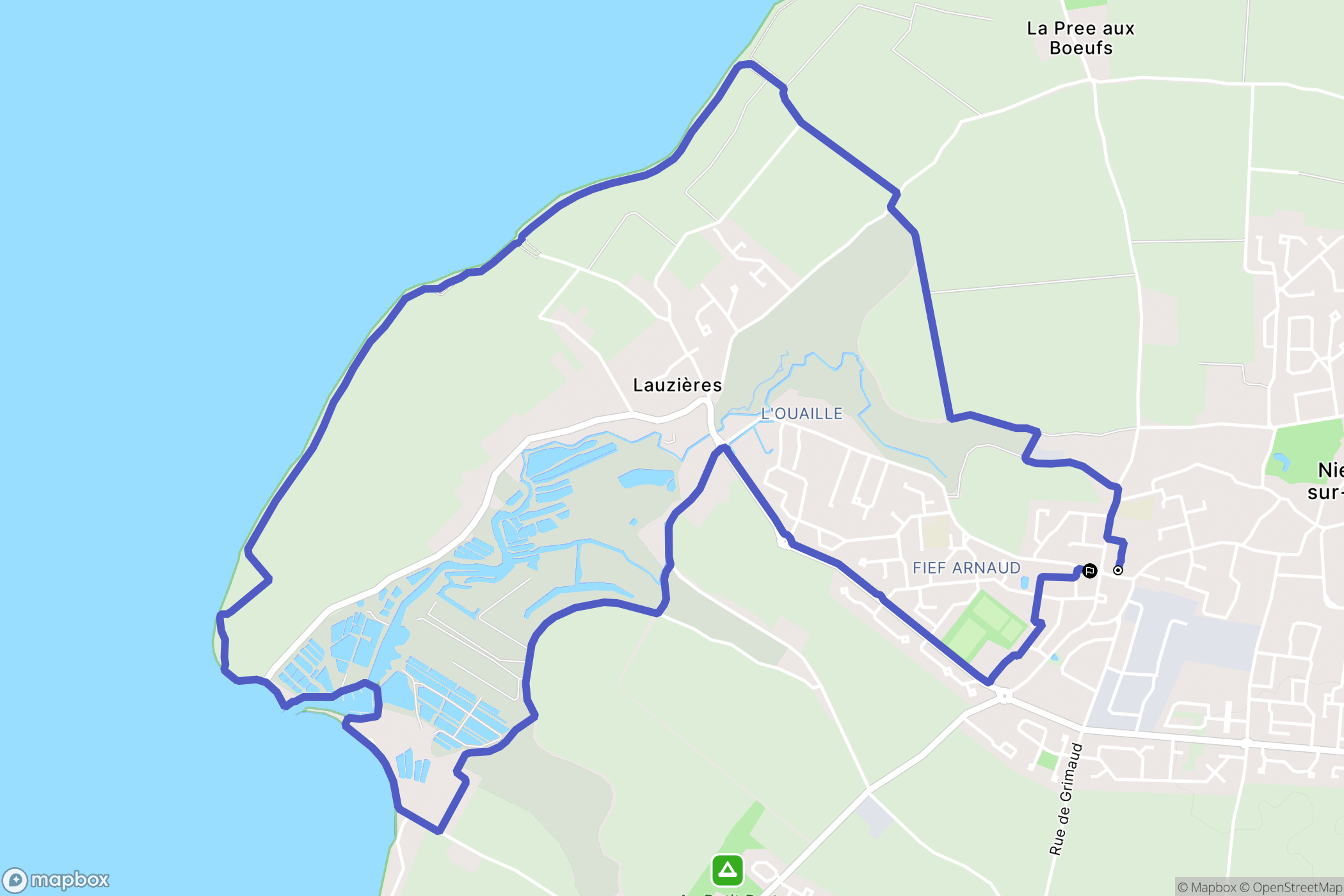 Nieul-sur-Mer : carte du parcours de randonnée - France