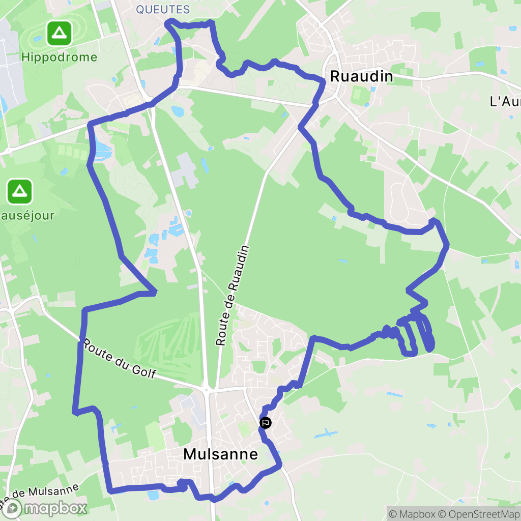 Mulsanne : carte du parcours de randonnée - France