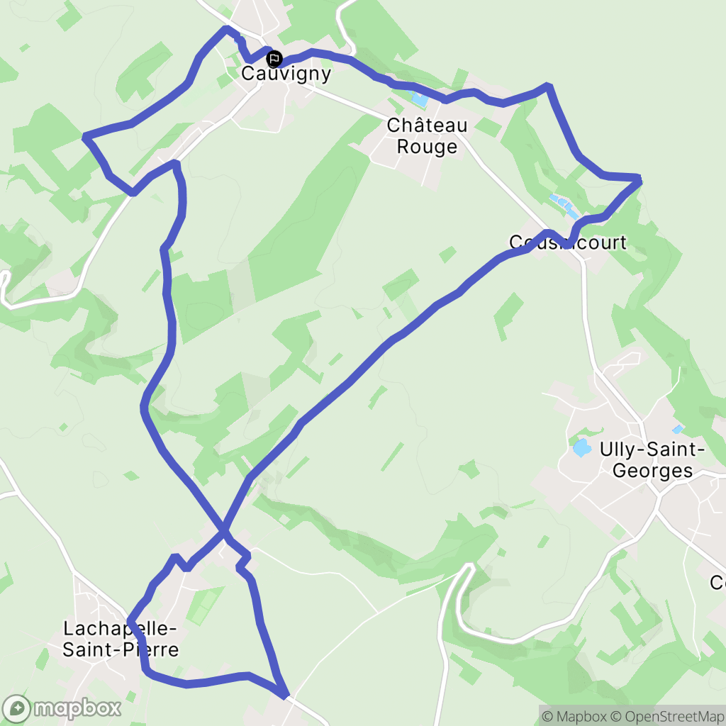 Cauvigny : carte du parcours de randonnée - France
